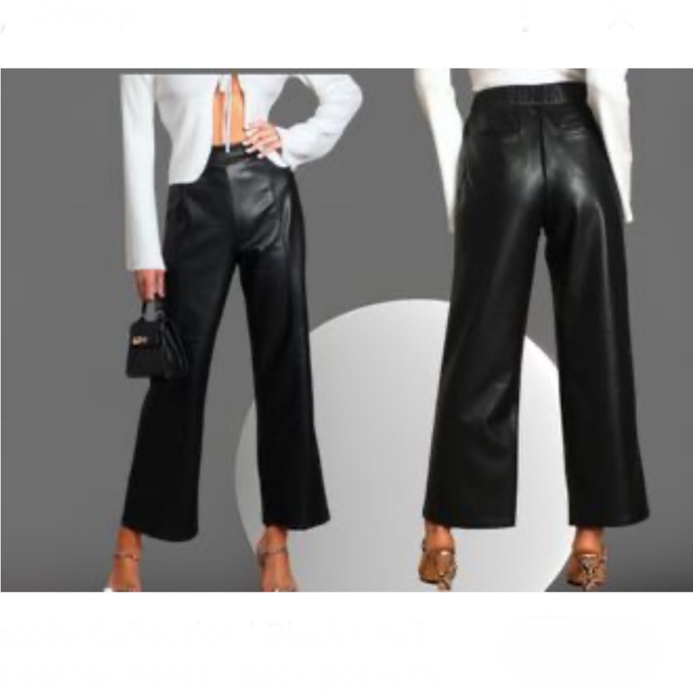 Bagatelle Collection Cropped Wide Leg Faux Leather Trousers size large Aritzia